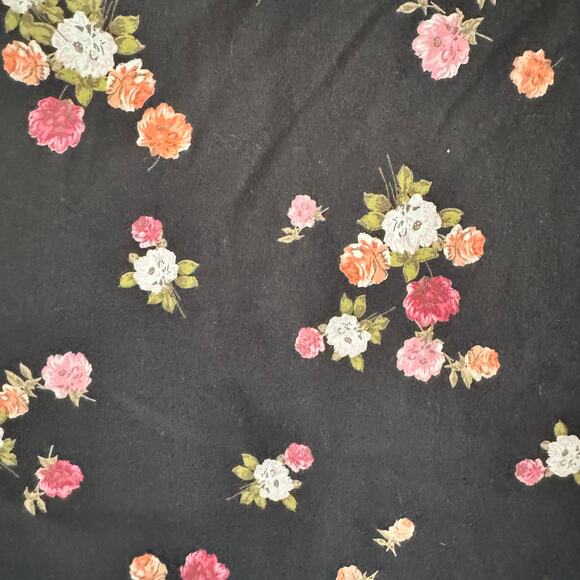 J Jill Luxe Supima Boat Neck Tee Top Black Floral Pullover Long Sleeve Sz M - Picture 3 of 7